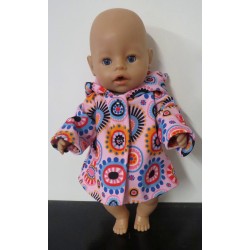 softshell jas roze met bloemen baby born 43cm