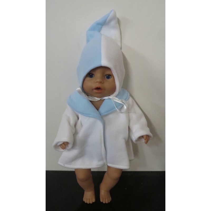 kraagjas wit met blauw baby born 43cm