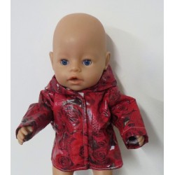 gewatteede jas rood roosjes baby born 43cm