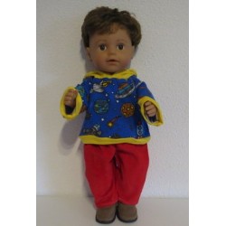 capuchontrui setje blauw space baby born 43cm