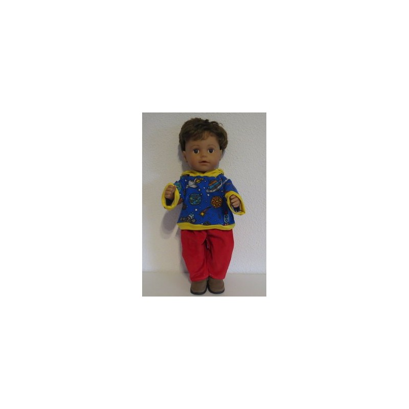 capuchontrui setje blauw space baby born 43cm