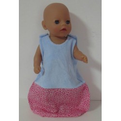 slaapzak blauw met roze baby born little 36cm