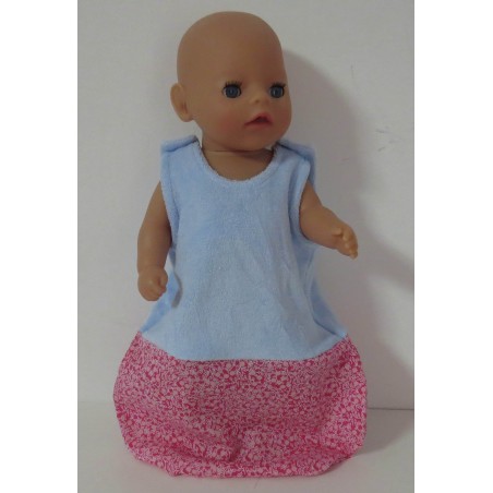 slaapzak blauw met roze baby born little 36cm