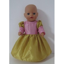 prinsessenjurk goud met roze baby born little 36cm