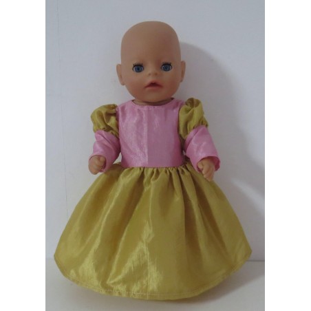 prinsessenjurk goud met roze baby born little 36cm