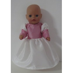 prinsessenjurk wit met roze baby born little 36cm