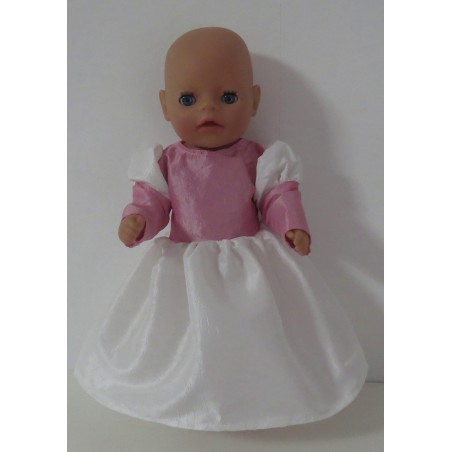 prinsessenjurk wit met roze baby born little 36cm