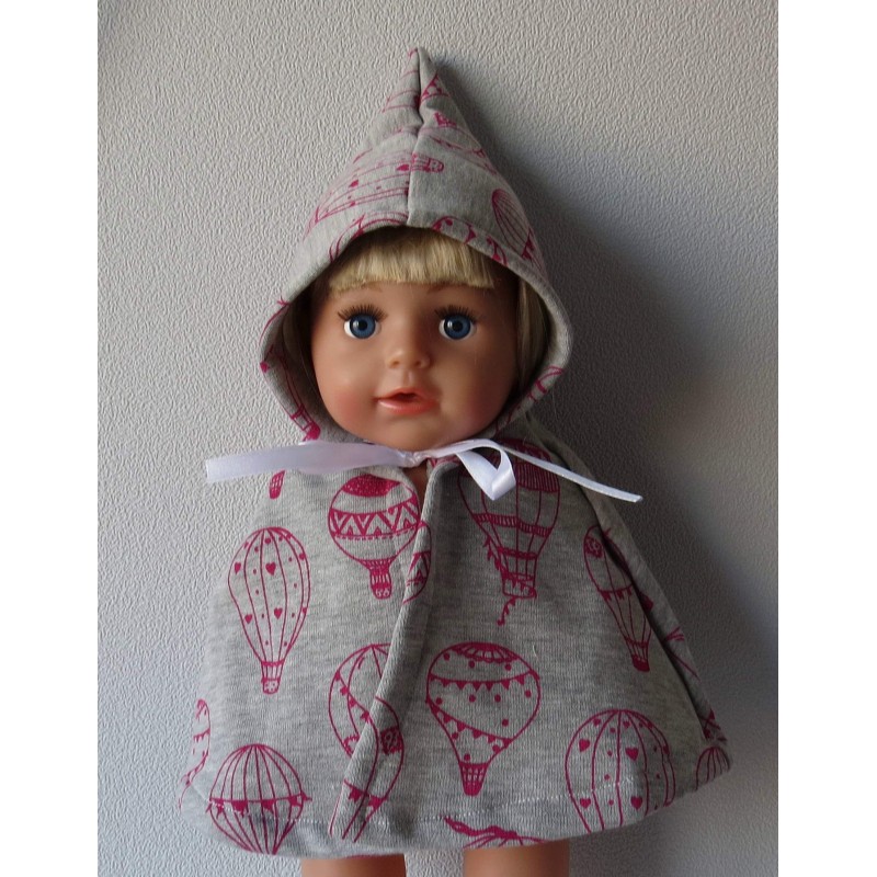 wintercape grijs luchtballonen baby born 43cm