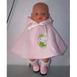 wintercape roze met hello kitty baby born 43cm