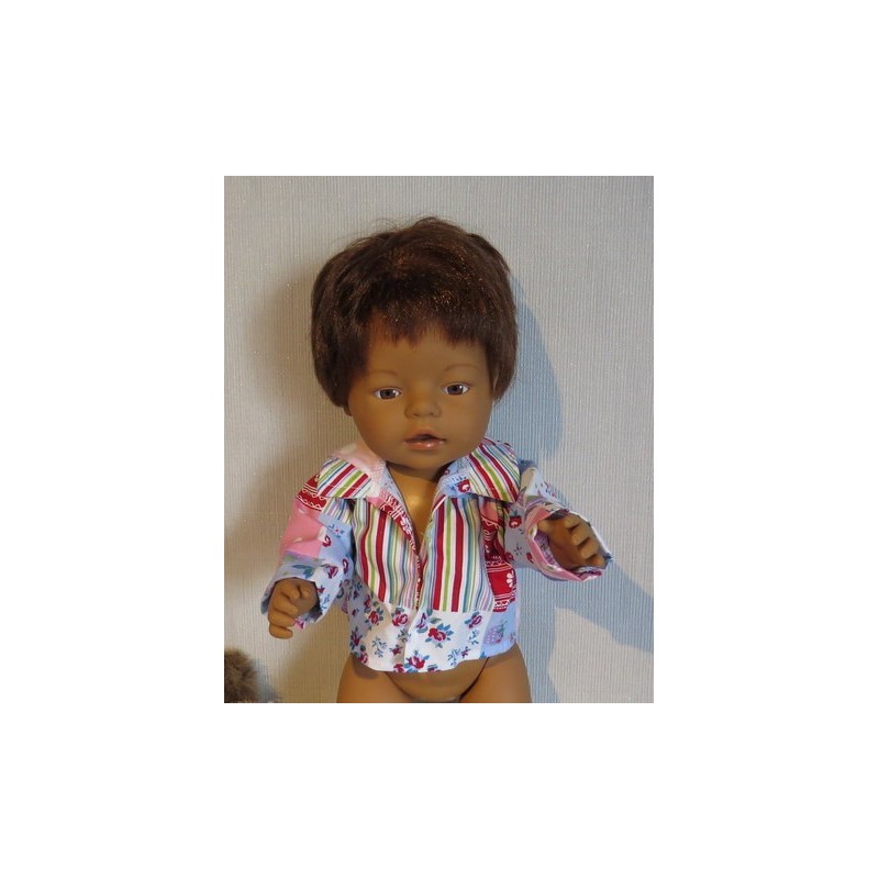 openjasje lila geblokt baby born 43cm