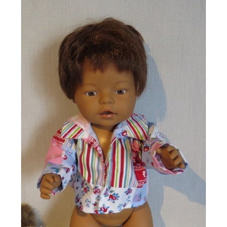 openjasje lila geblokt baby born 43cm