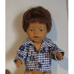 openjasje donker blauw bloemen baby born 43cm
