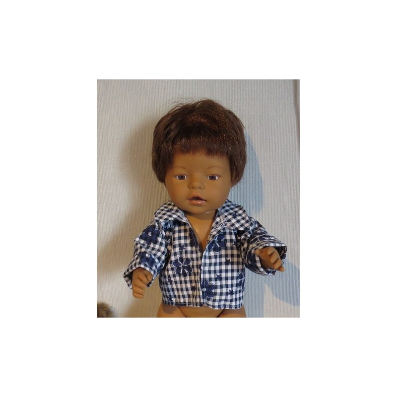 openjasje donker blauw bloemen baby born 43cm