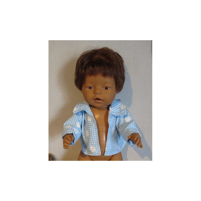 openjasje licht blauw bloemen baby born 43cm