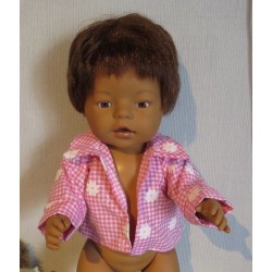 openjasje roze met bloemen baby born 43cm