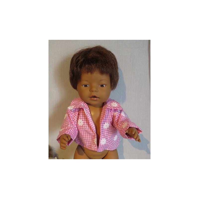 openjasje roze met bloemen baby born 43cm