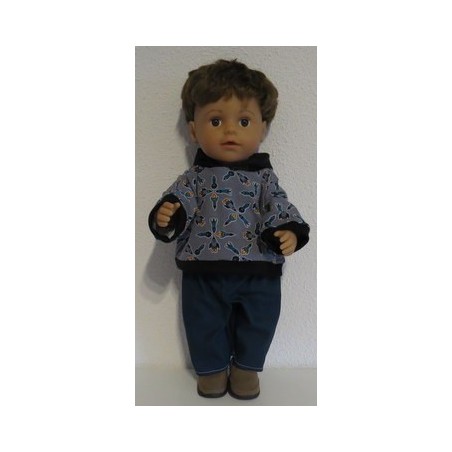 capuchontrui setje racktetten  baby born 43cm