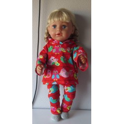 capuchontrui setje rood vogels baby born 43cm