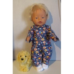 jeansjas met broek blauw met hartjes geel baby born 43cm