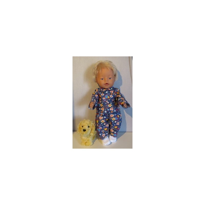 jeansjas met broek blauw met hartjes geel baby born 43cm