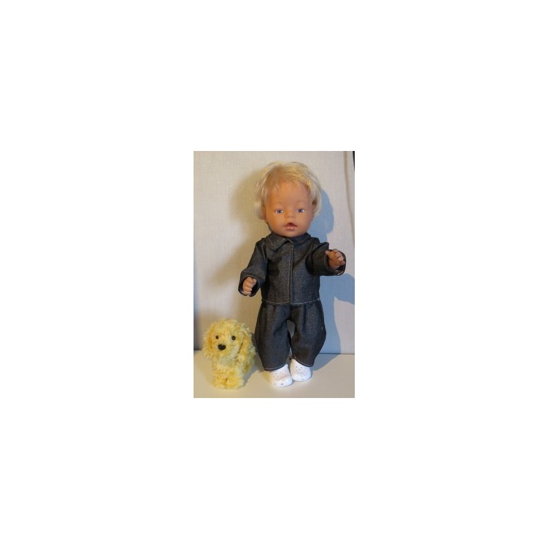 jeansjas met broek zwart  baby born 43cm