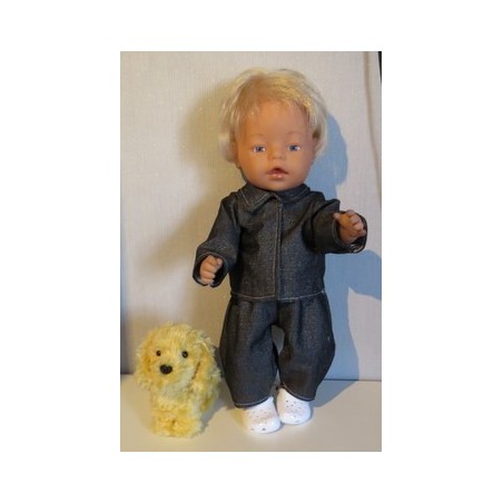 jeansjas met broek zwart  baby born 43cm