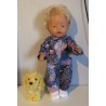 jeansjas met broek blauw met bloemen en ballen  baby born 43cm