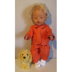jeansjas met broek oranje baby born 43cm