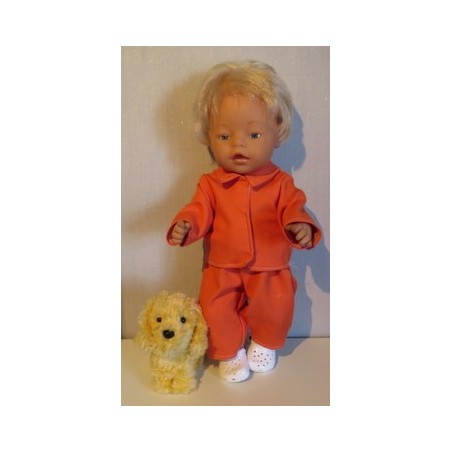 jeansjas met broek oranje baby born 43cm