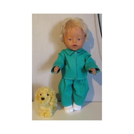 jeansjas met broek licht groen baby born 43cm