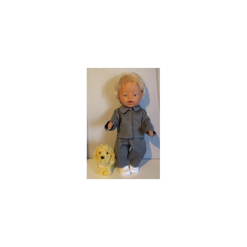 jeansjas met broek grijs baby born 43cm