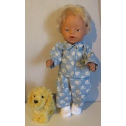 jeansjas met broek blauw met witte hartjes baby born 43cm