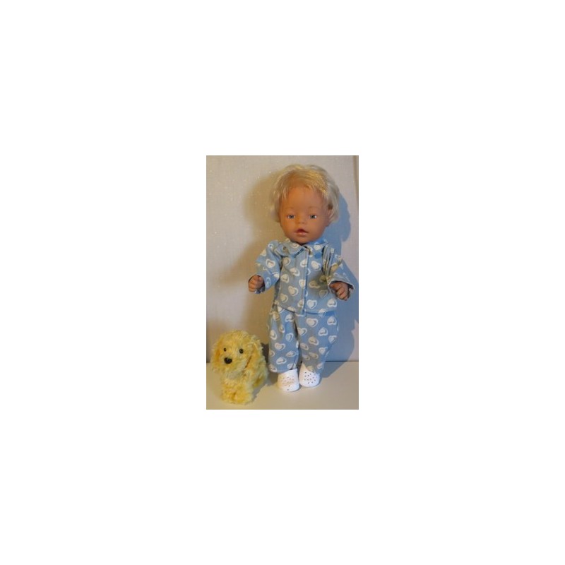 jeansjas met broek blauw met witte hartjes baby born 43cm