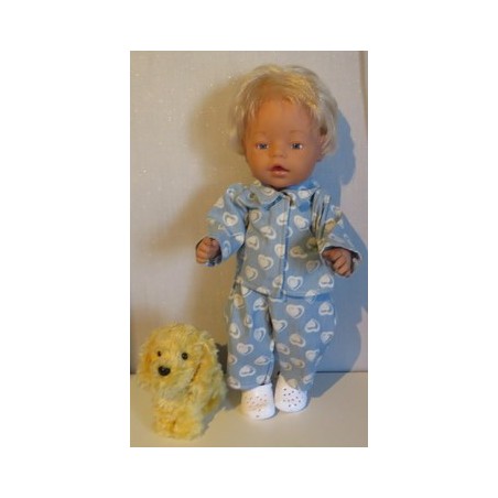 jeansjas met broek blauw met witte hartjes baby born 43cm