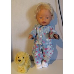 jeansjas met broek blauw met stippen roze baby born 43cm