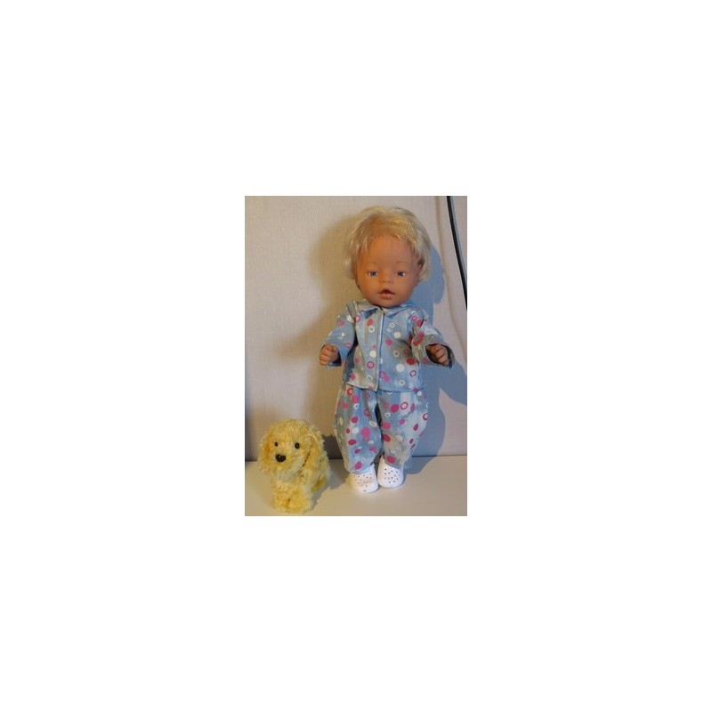 jeansjas met broek blauw met stippen roze baby born 43cm
