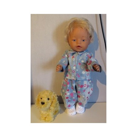 jeansjas met broek blauw met stippen roze baby born 43cm