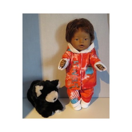 winterjas met broek rood baby born 43cm