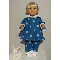 winterjas met broek met licht blauw stippen baby born 43cm