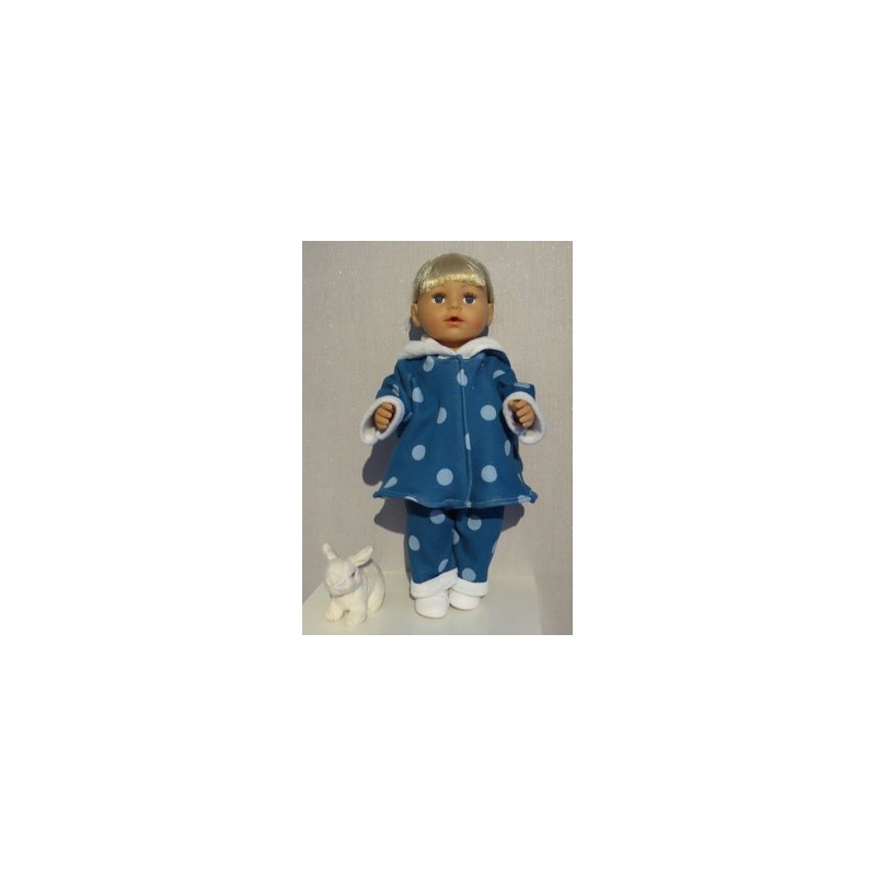 winterjas met broek met licht blauw stippen baby born 43cm