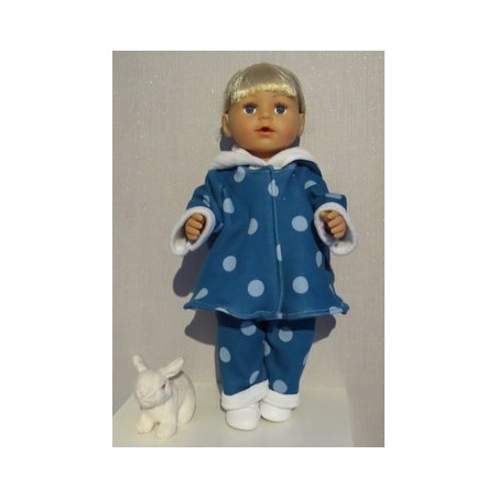 winterjas met broek met licht blauw stippen baby born 43cm