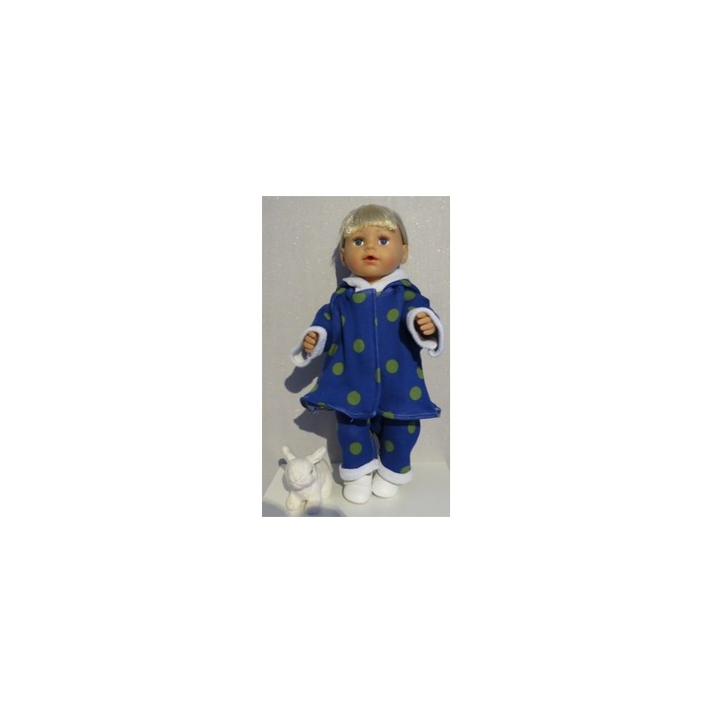 winterjas met broek blauw met stippen groen baby born 43cm