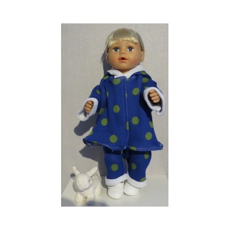 winterjas met broek blauw met stippen groen baby born 43cm