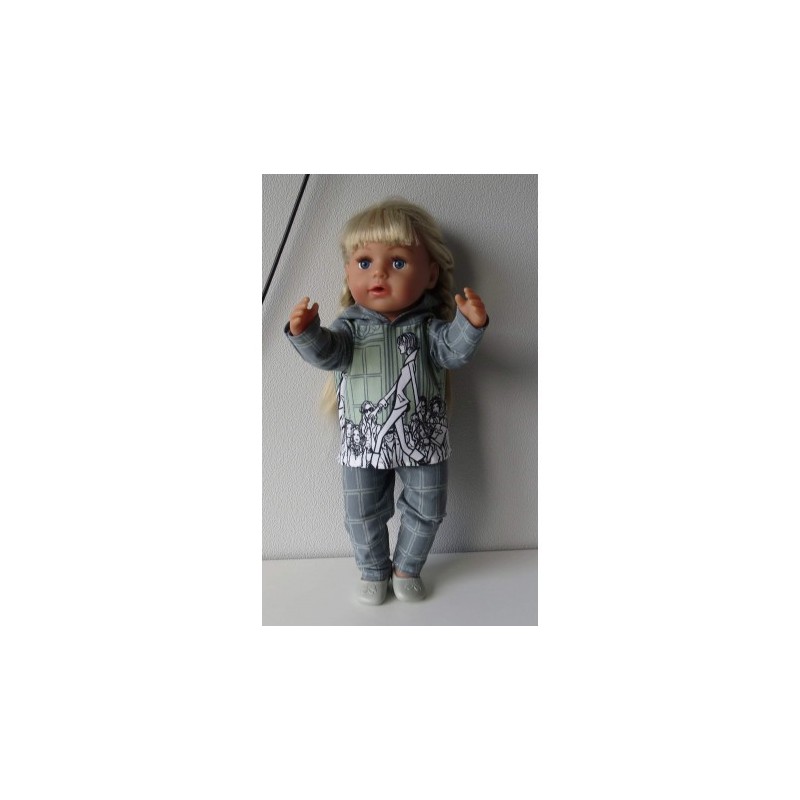 capuchontrui setje donker groen baby born 43cm
