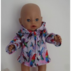 tussenjas lila vogels baby born 43cm