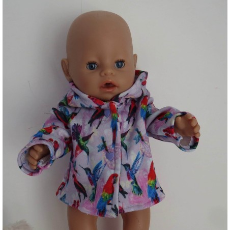 tussenjas lila vogels baby born 43cm