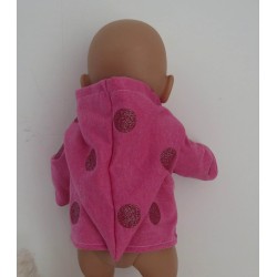 tussenjas roze met bollen baby born 43cm