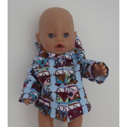 tussenjas blauw vw bussen baby born 43cm