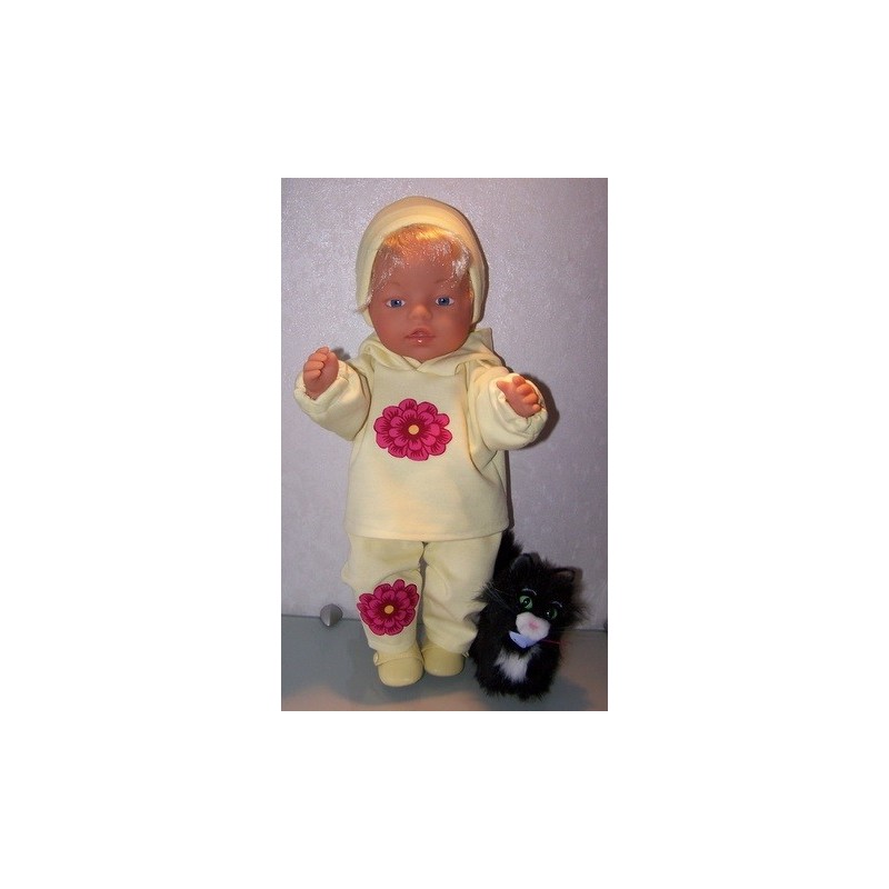 capuchontrui setje geel met bloem baby born 43cm