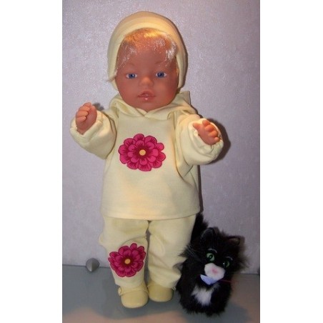 capuchontrui setje geel met bloem baby born 43cm